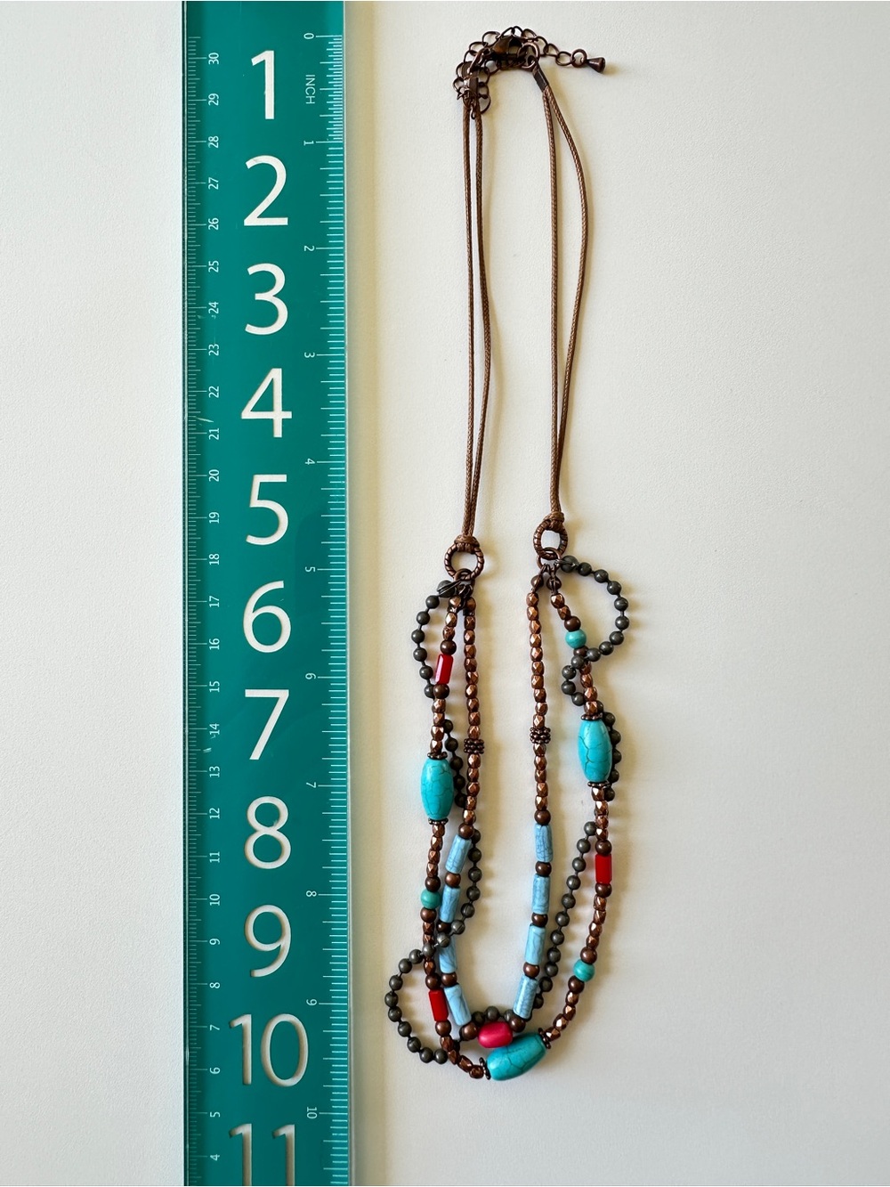Layered Turquoise & Red Beaded Necklace - Women Jewelry - Picture 4 of 8